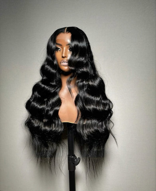 Sleek black wig